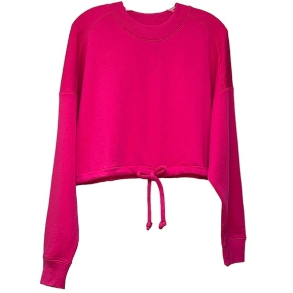 Rebecca Taylor Crop Sweatshirt Drawstring Hem Women Pima Cotton NWT - Picture 3 of 10